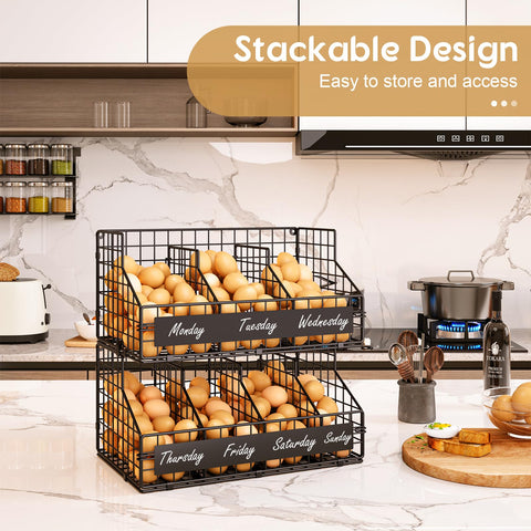 keomaisyto filled rack with eggs and fruit showing versatile storage and display use