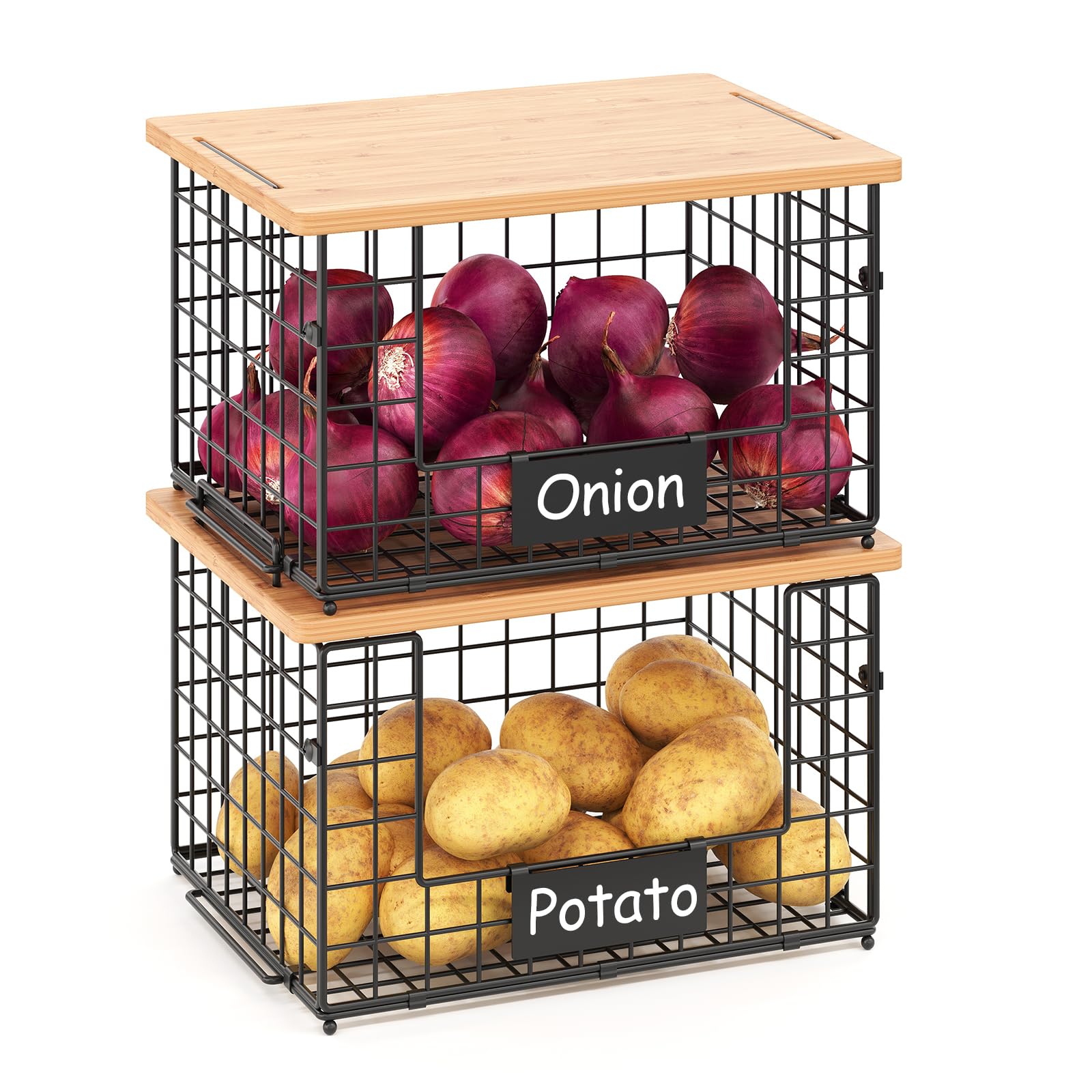keomaisyto front view showing two baskets and bamboo tops for neat storage
