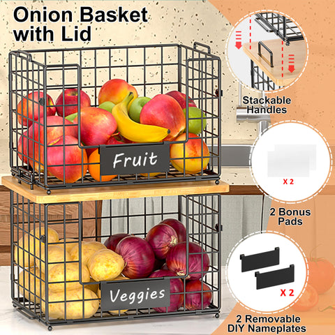 keomaisyto stacked baskets on kitchen counter maximizing vertical space