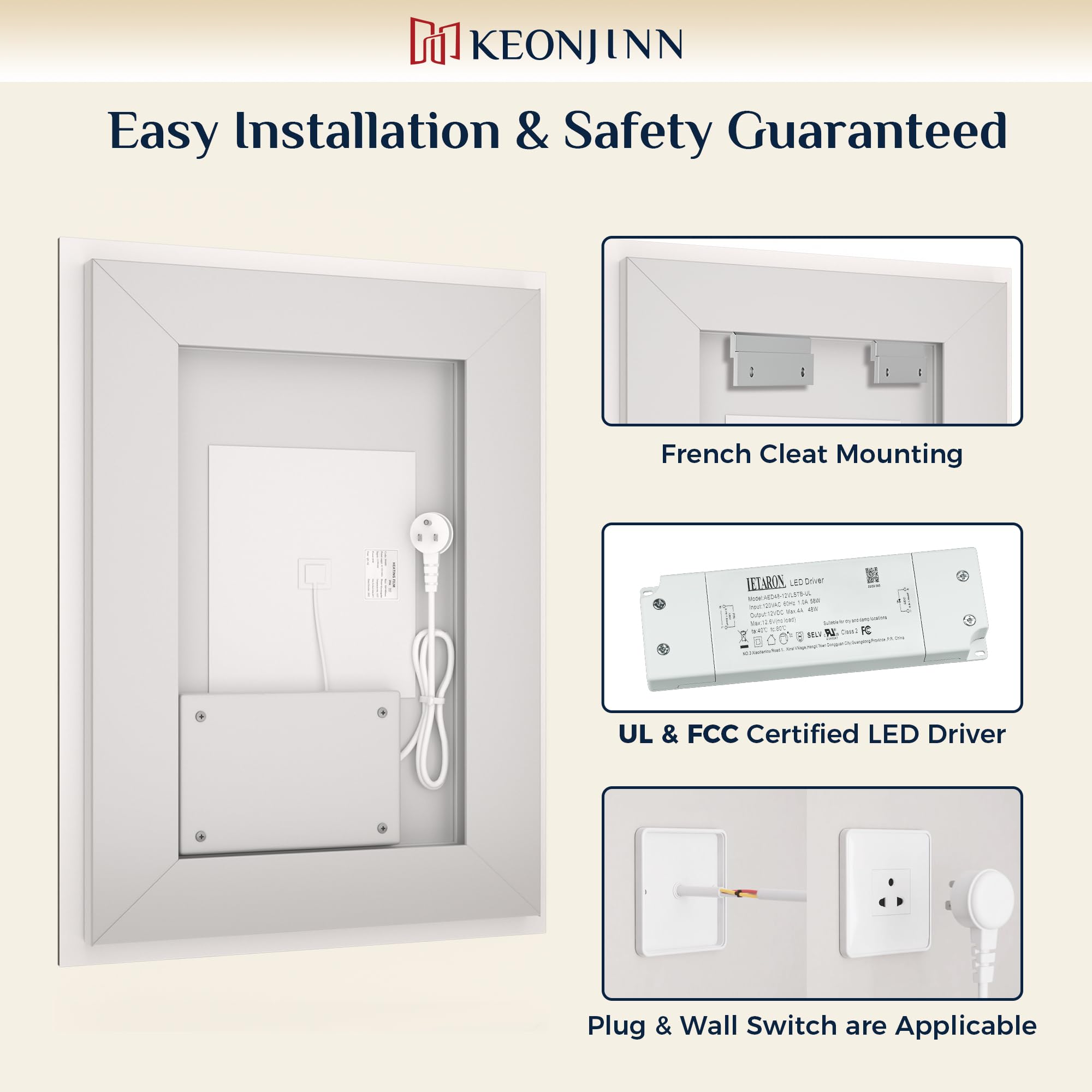 Keonjinn packaged unit with brackets and template highlighting easy installation