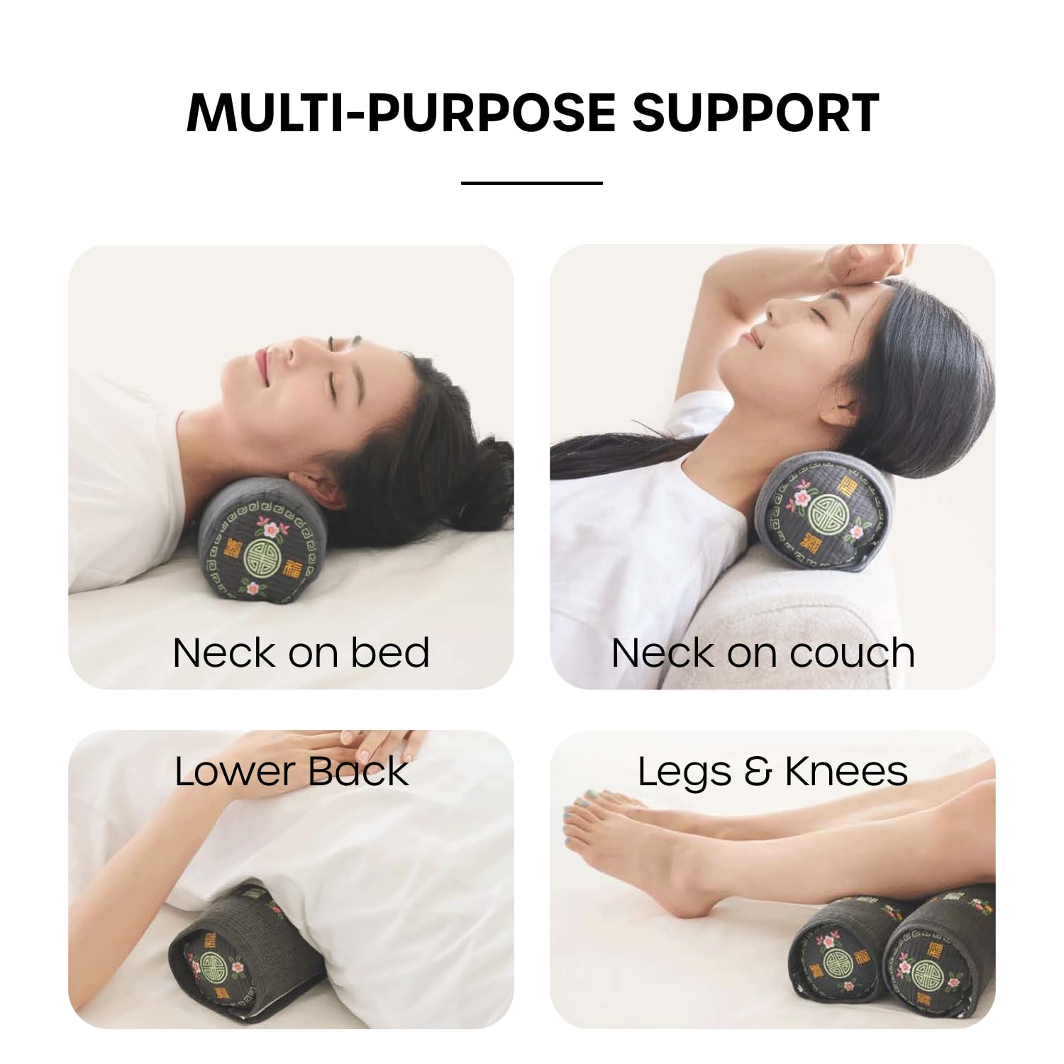 Kepitome used as lumbar bolster on sofa illustrating back support and portability