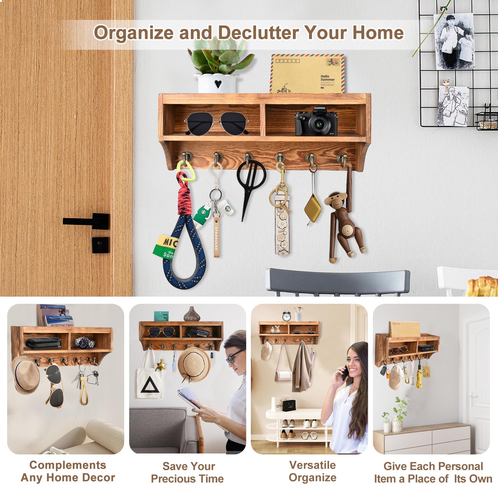KERESUEDO close-up of six metal hooks highlighting durable construction and easy access