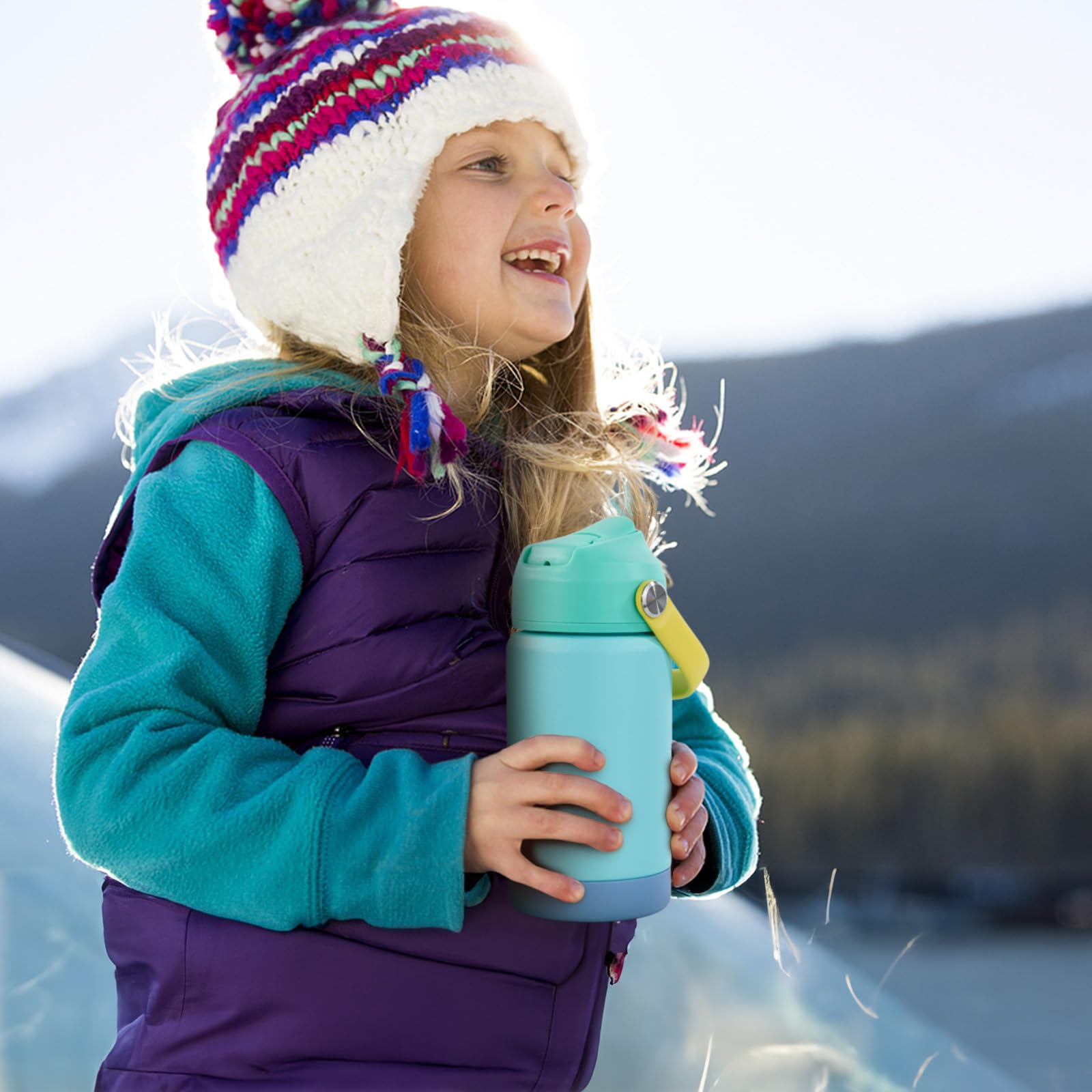 kerilyn kid drinking on playground demonstrates portable hydration