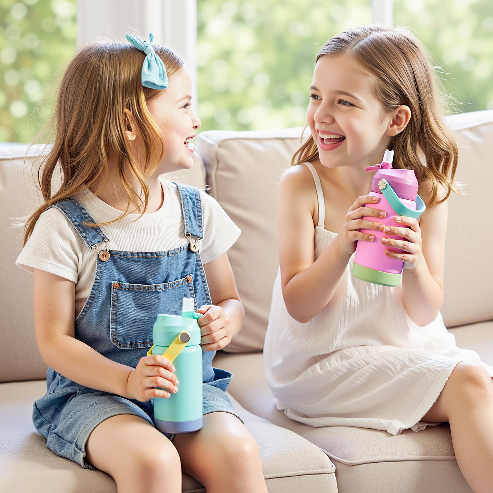 Kerilyn bottles placed in school backpack for on-the-go hydration benefit