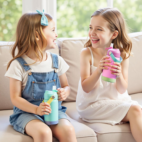 Kerilyn bottles placed in school backpack for on-the-go hydration benefit