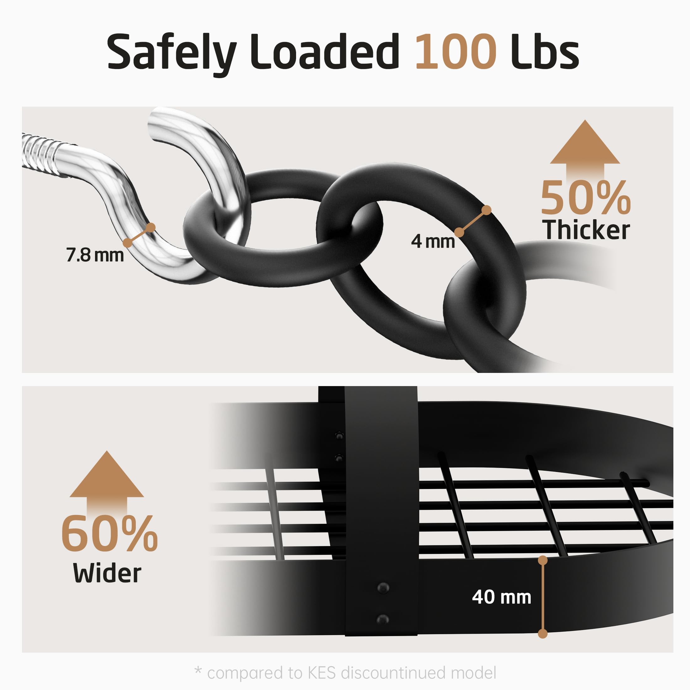KES solid chains and S-hook detail demonstrating strong weight-bearing support