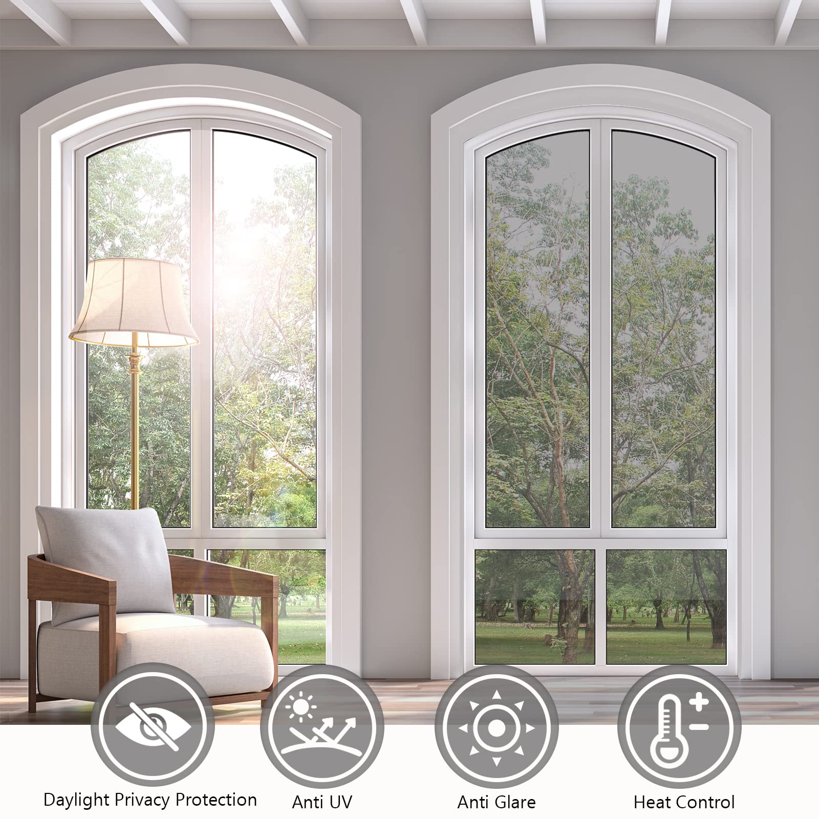 KESPEN film on bathroom window providing daytime privacy and light balance