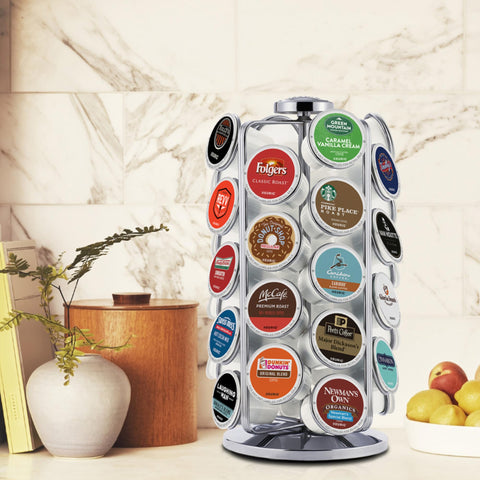 Keurig carousel placed next to Keurig brewer for coordinated look