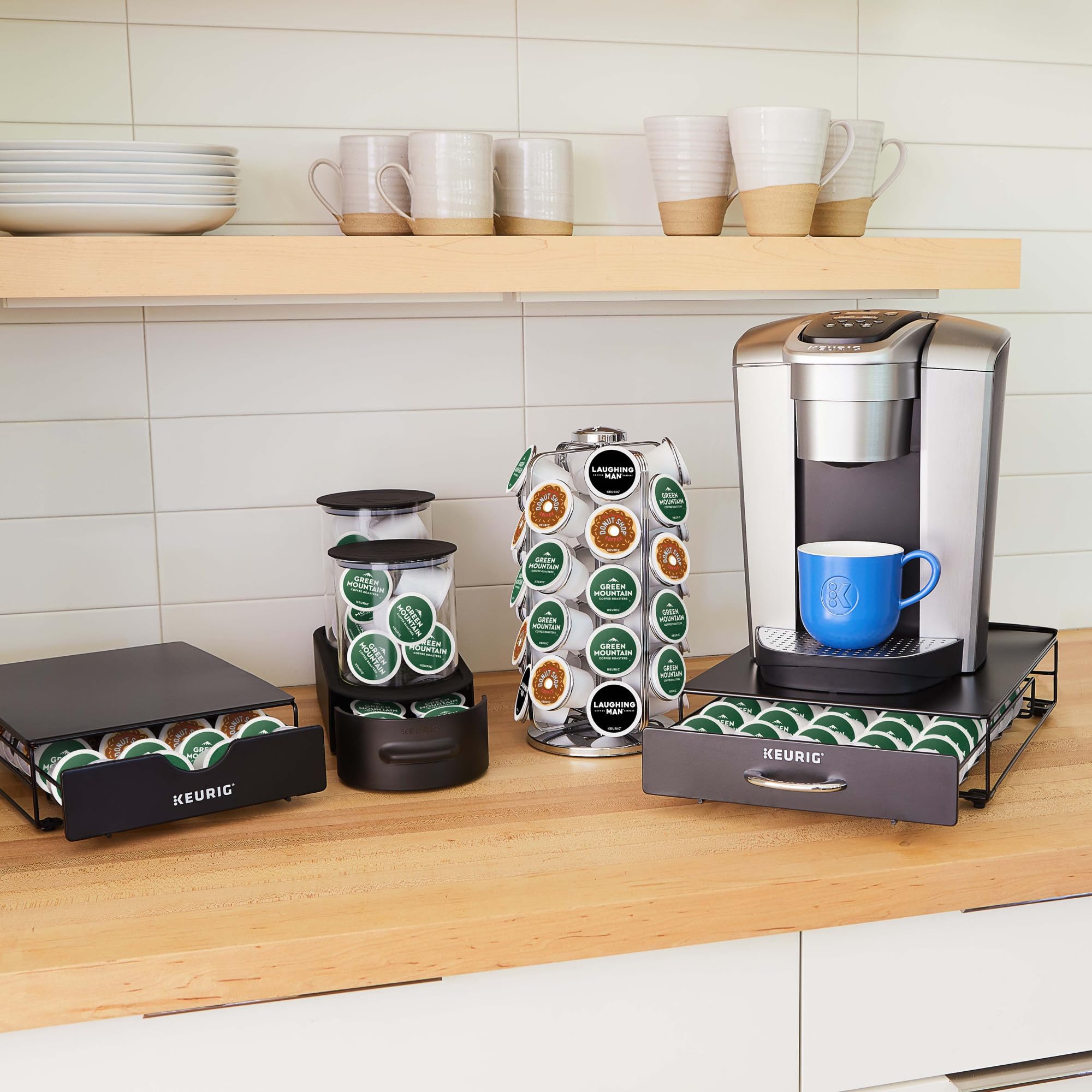 Keurig base detail illustrating stable construction and easy spin
