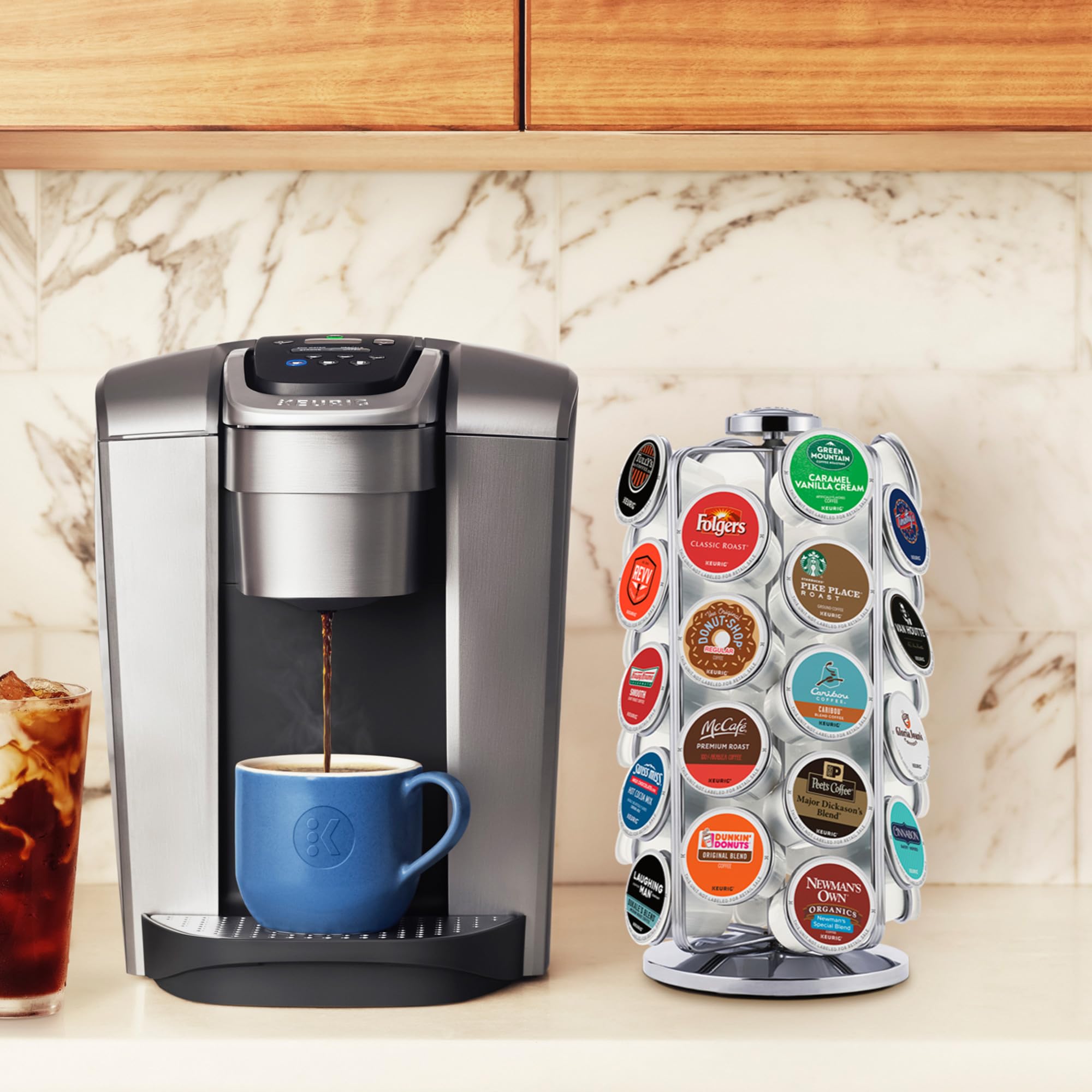 Keurig carousel filled with assorted pods showing selection variety