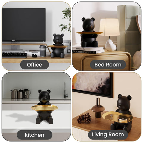 Keyper Bear on entryway console styled offering tidy organization benefit