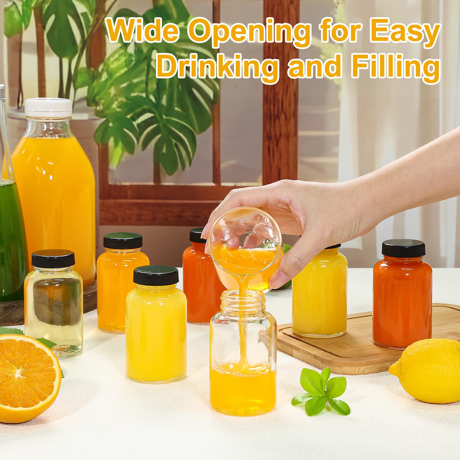 KEYWING pouring juice into jar through wide mouth, makes filling and cleaning easier