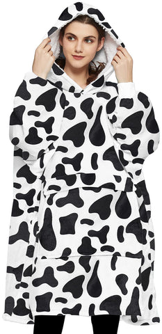 KFUBUO Dairycow front view showing oversized fit and playful print for cozy wear