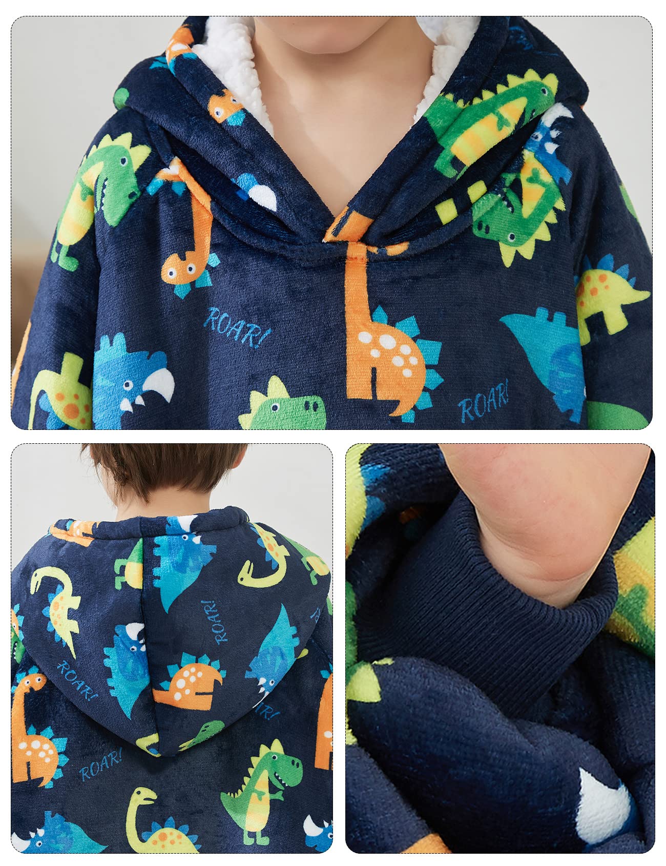 KFUBUO child wearing hoodie for scale demonstrating one-size fit benefit