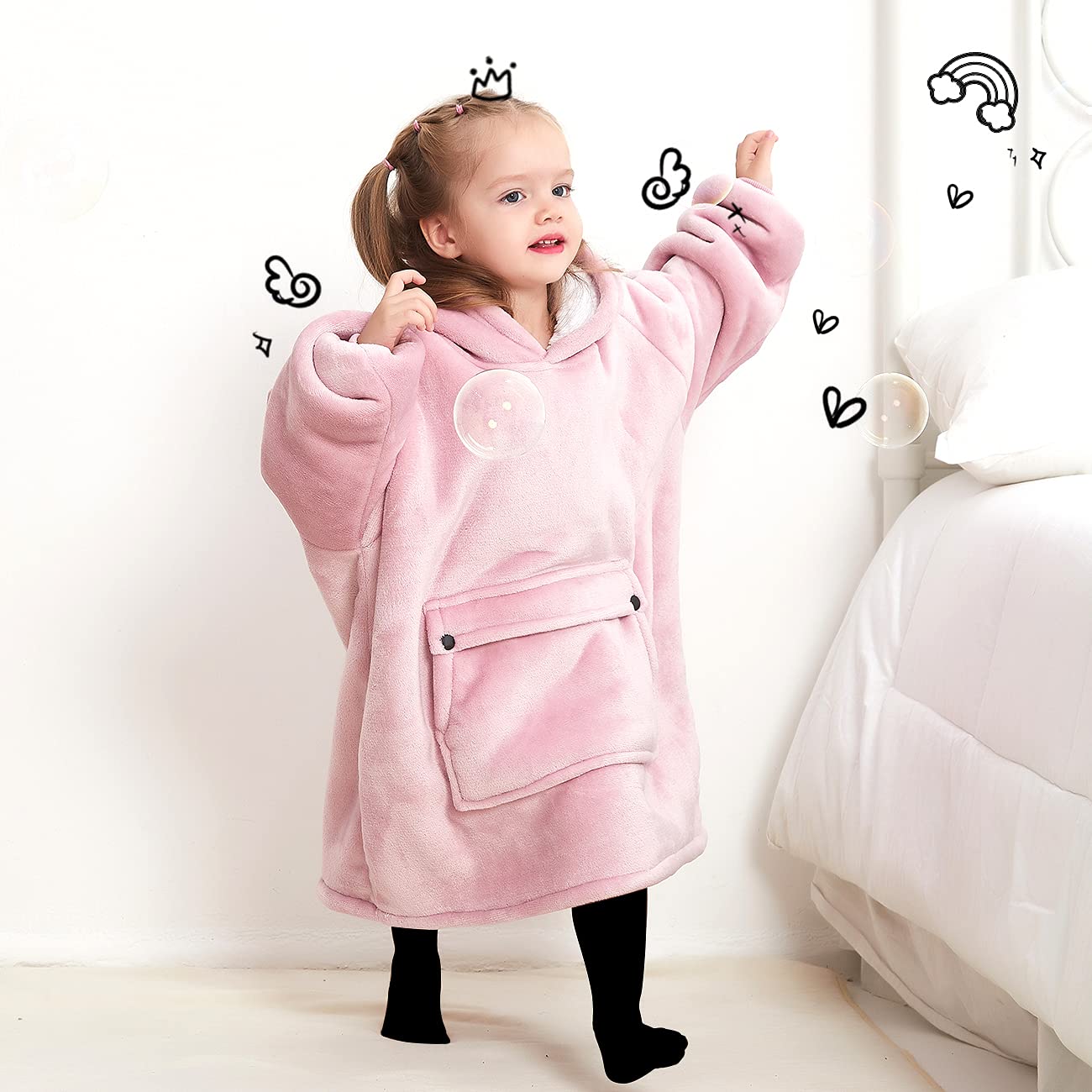 KFUBUO folded blanket hoodie ready for storage and travel convenience