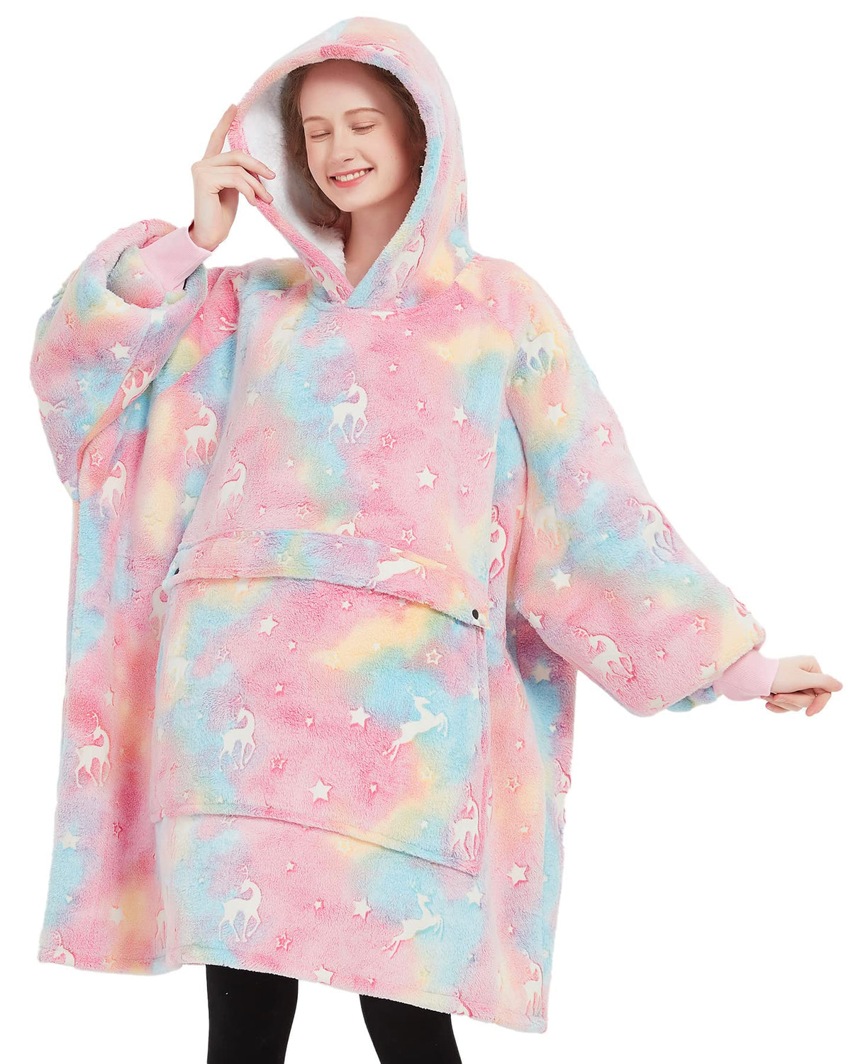 KFUBUO front view showing oversized fit and cozy design benefits warmth