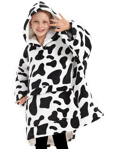 KFUBUO front view of cow hoodie showing cozy coverage and playful design