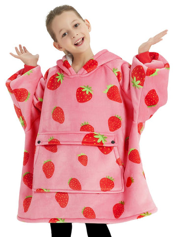 KFUBUO front view with hood on showing cozy coverage and warmth
