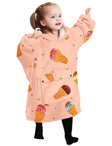 KFUBUO front view of wearable blanket hoodie showing full coverage and cozy fit