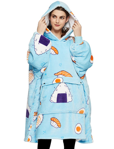 KFUBUO front view sushi hoodie showing oversized fit and warmth