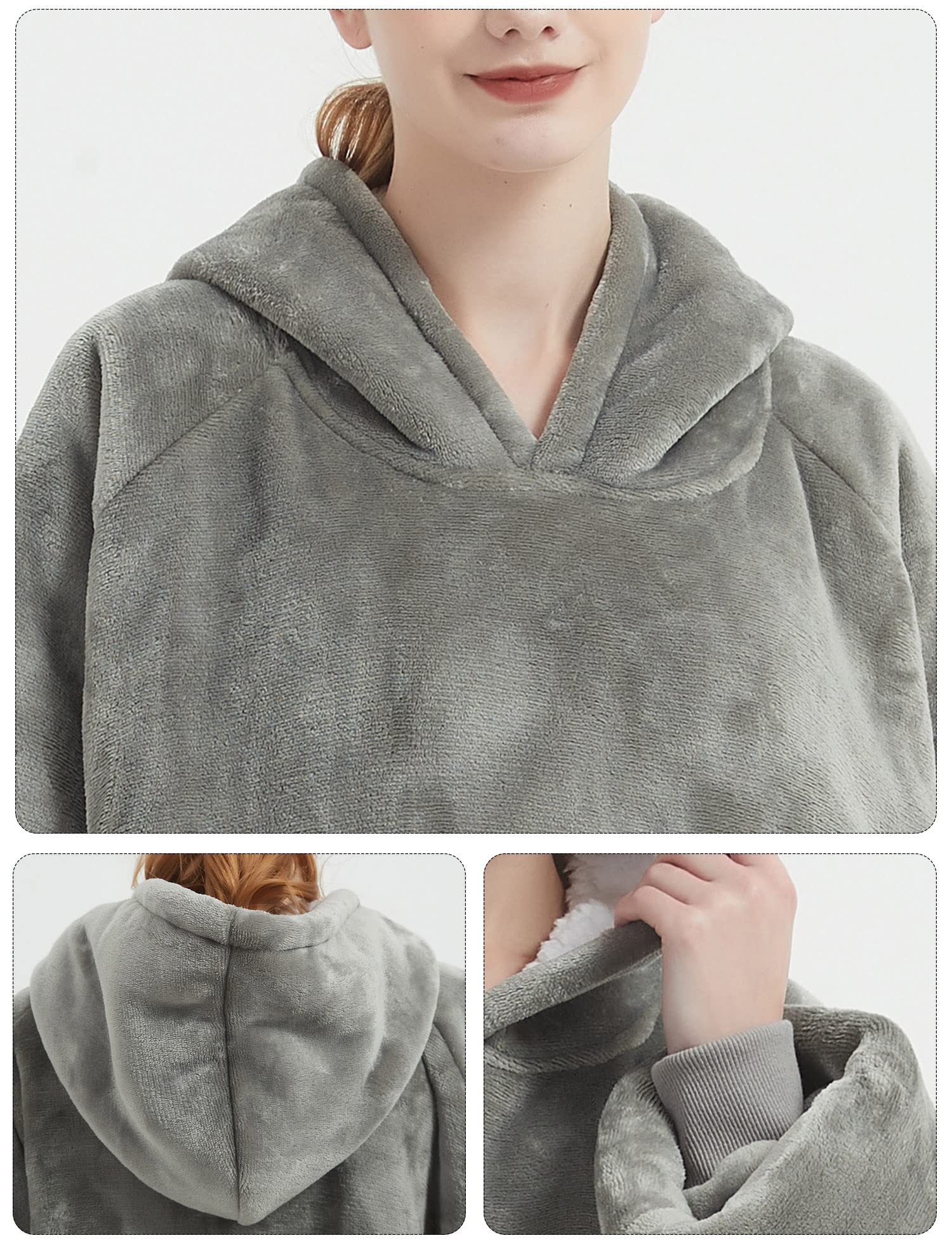 KFUBUO folded blanket hoodie beside a ruler showing generous size and travel portability