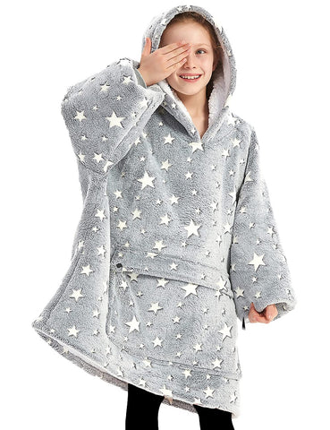 KFUBUO front view showing full wearable blanket coverage and cozy fit