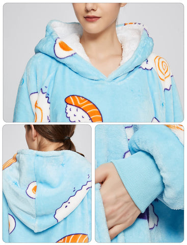 KFUBUO model wearing hoodie on sofa showing relaxed lifestyle comfort