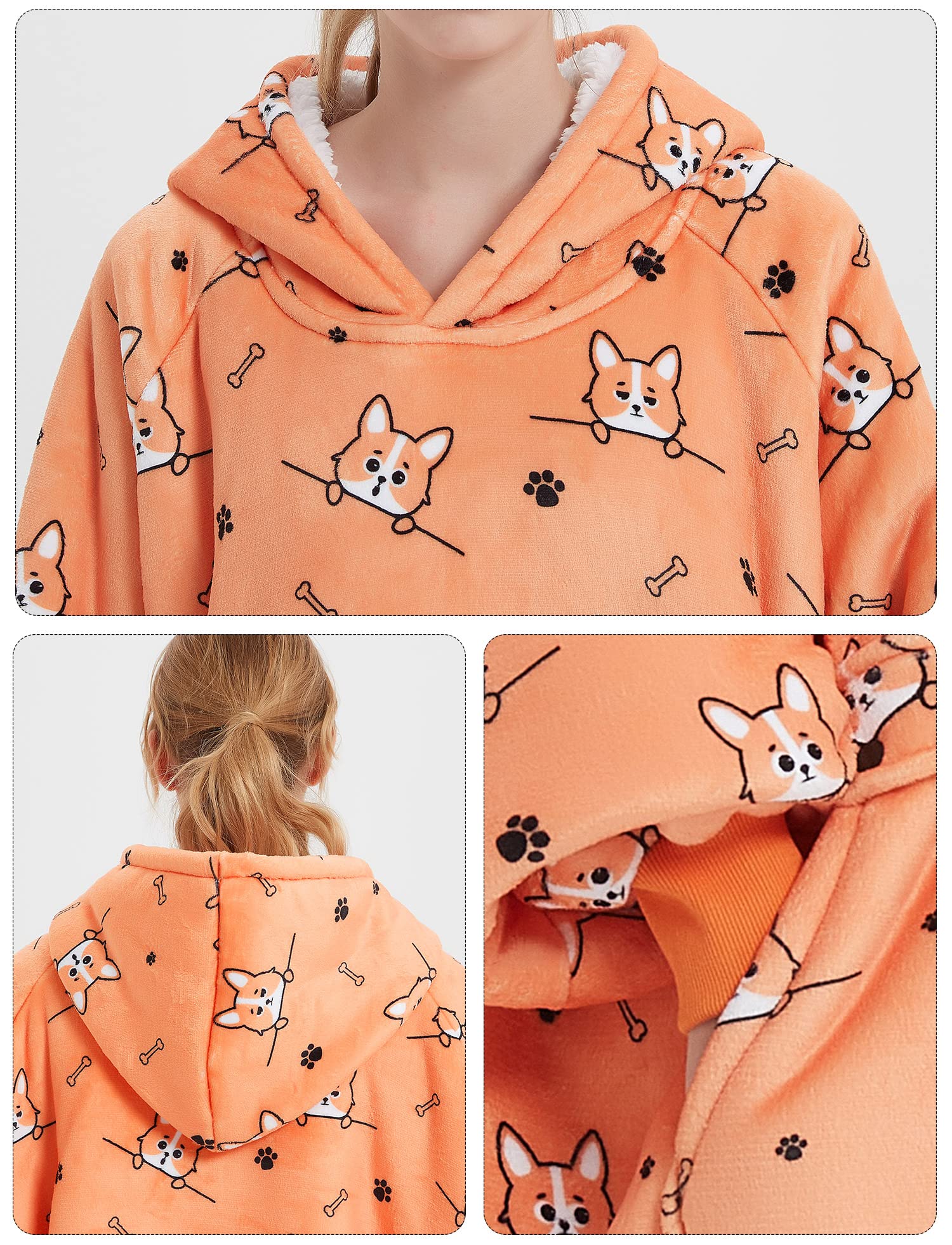 KFUBUO full-body shot of corgi pattern demonstrating coverage and cozy visual appeal benefit
