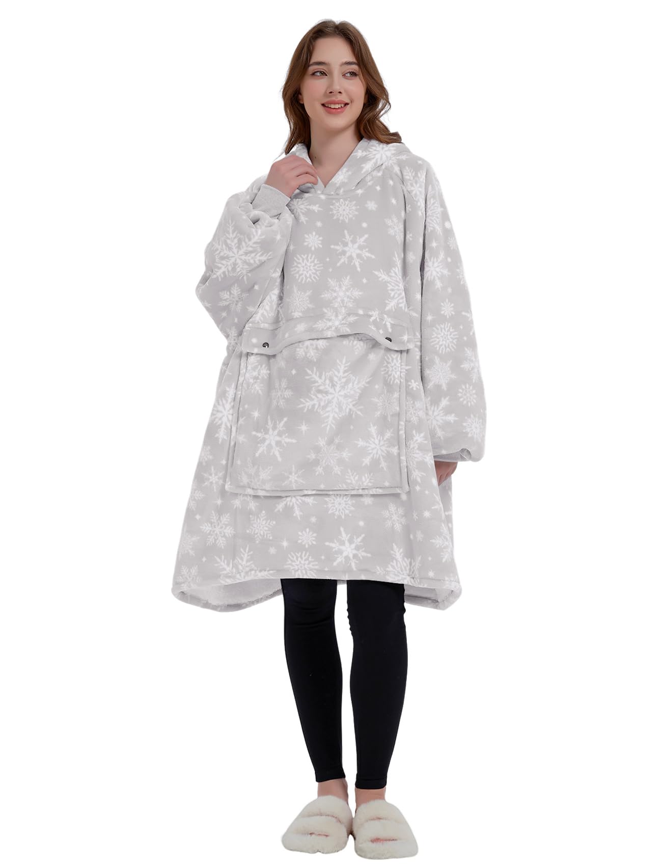KFUBUO wearable blanket on sofa demonstrating oversized fit and lounging benefit