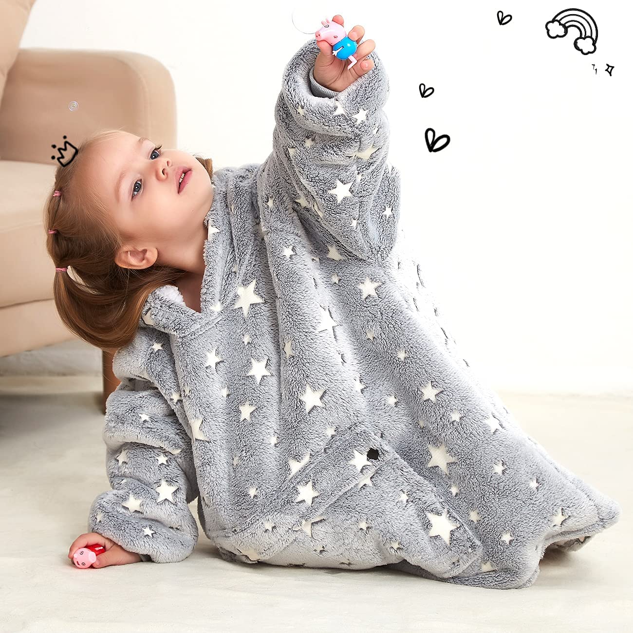 KFUBUO side view showing blanket-length coverage for extra warmth