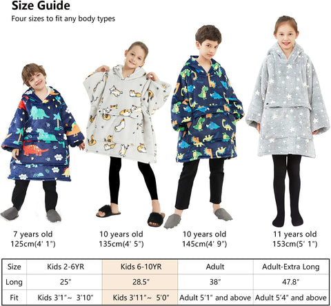 KFUBUO size comparison on child demonstrating fit for 6–10 years