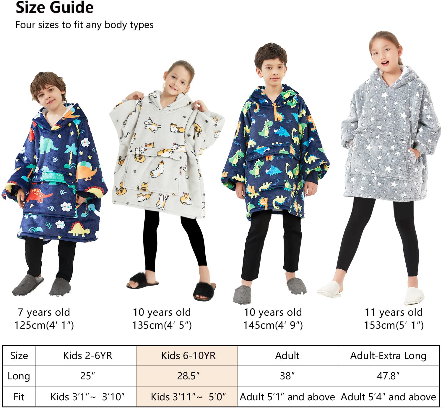 KFUBUO size comparison with ruler shows one-size fit for 6–10 year olds