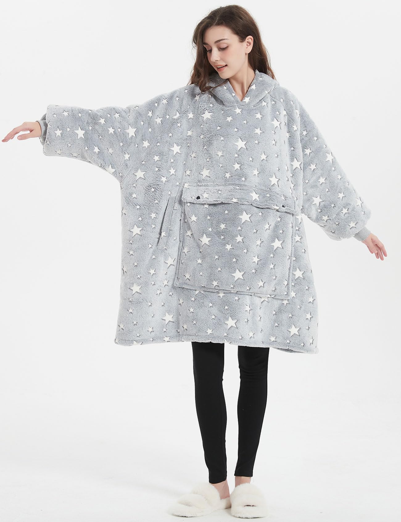 KFUBUO wearable blanket hoodie styled in living room for relaxed everyday use