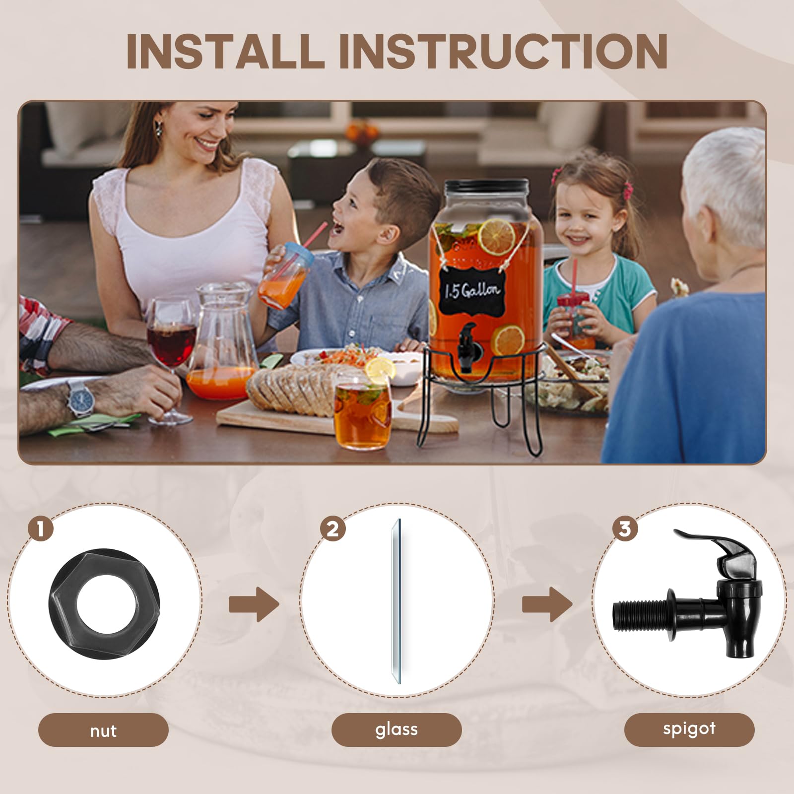 Khlotiko in-use at party table serving lemonade to guests for easy self-service