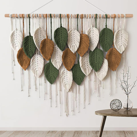KHOYIME front view of large macrame tapestry showing full boho statement