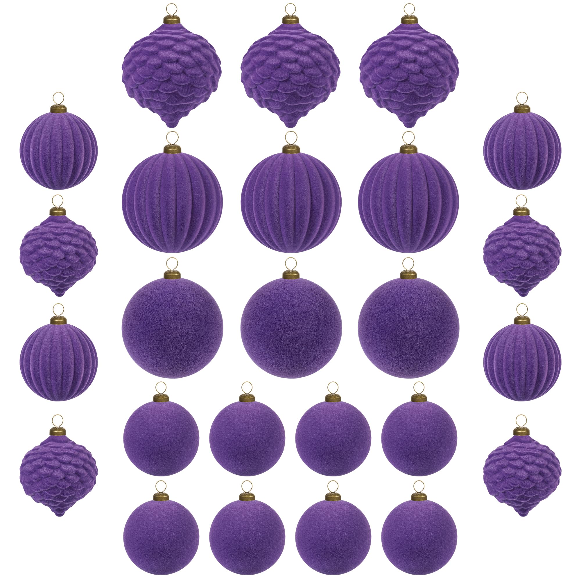 KI Store velvet purple ornaments front view shows rich color and luxurious feel