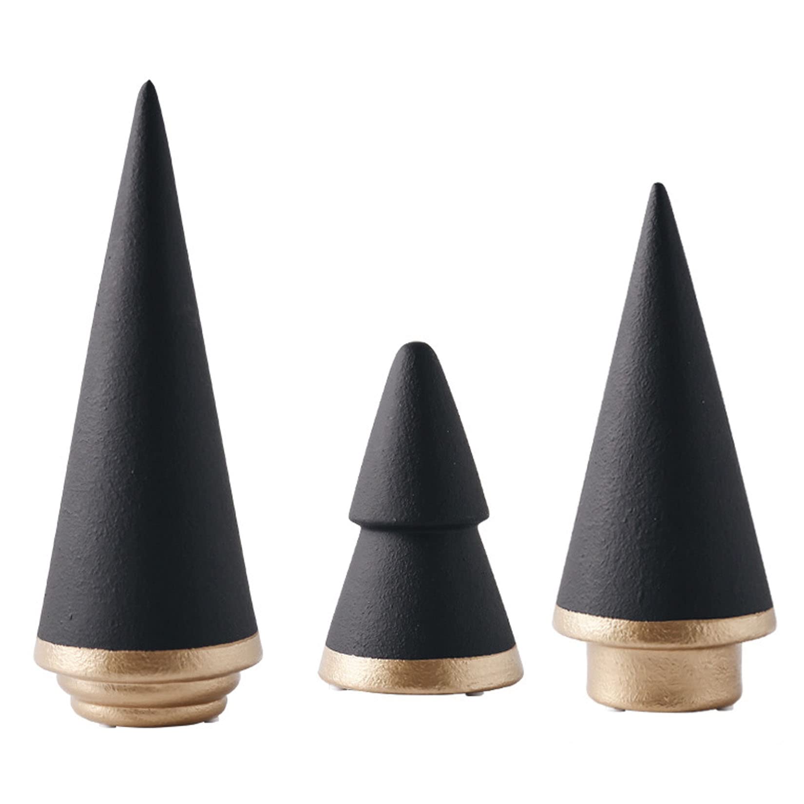 KiaoTime front view of three black ceramic trees showing elegant silhouette and balance