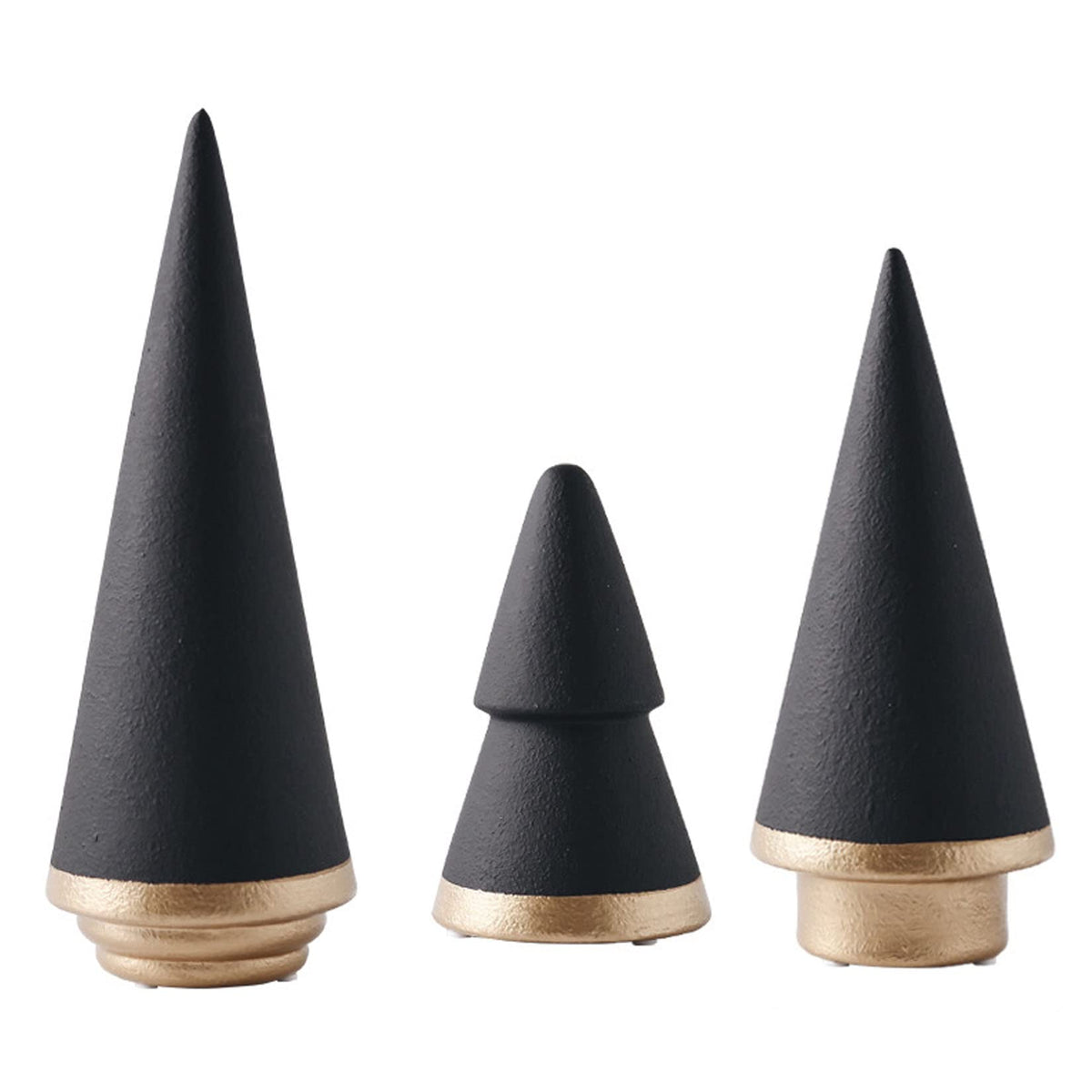 KiaoTime front view of three black ceramic trees showing elegant silhouette and balance