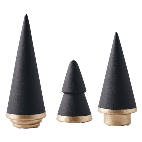KiaoTime front view of three black ceramic trees showing elegant silhouette and balance
