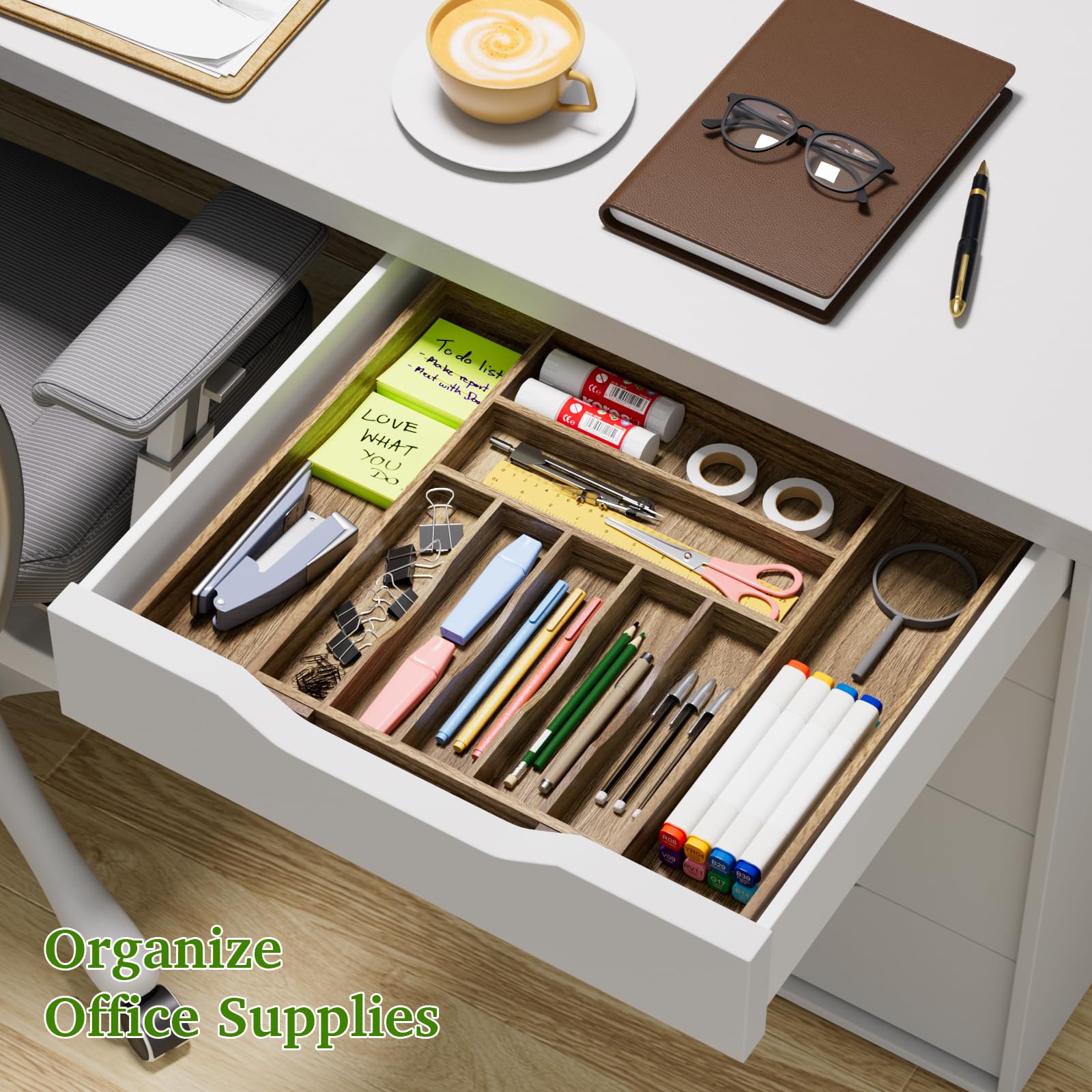 Kiasthome organizer with cutlery arranged for quick visual access