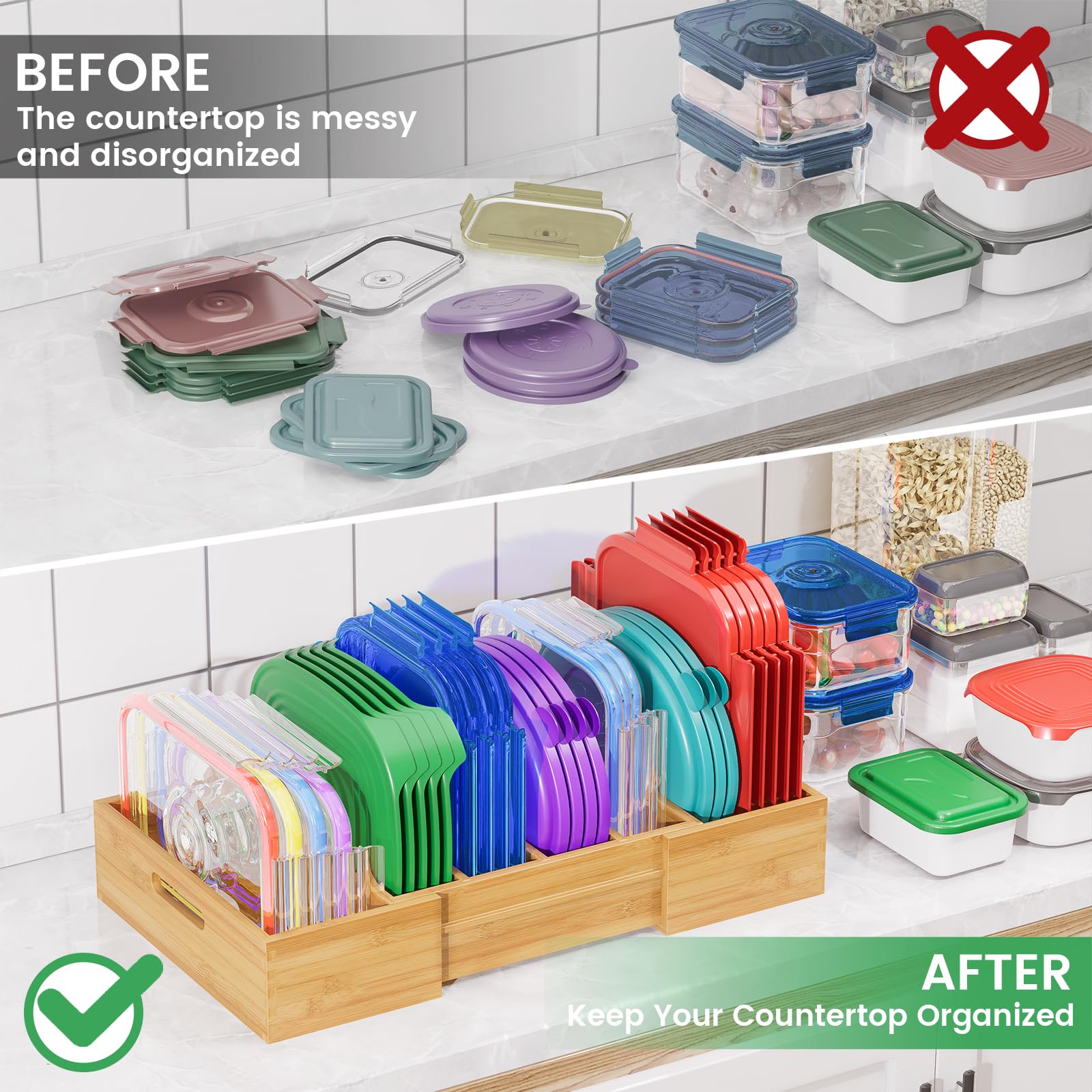 Kiasthome next to common lids to show scale and usable capacity