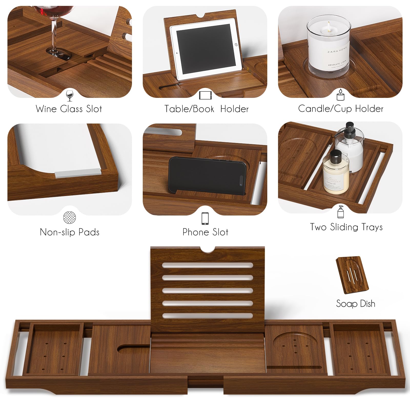 Kiasthome tray holding tablet and phone for hands‑free reading benefit
