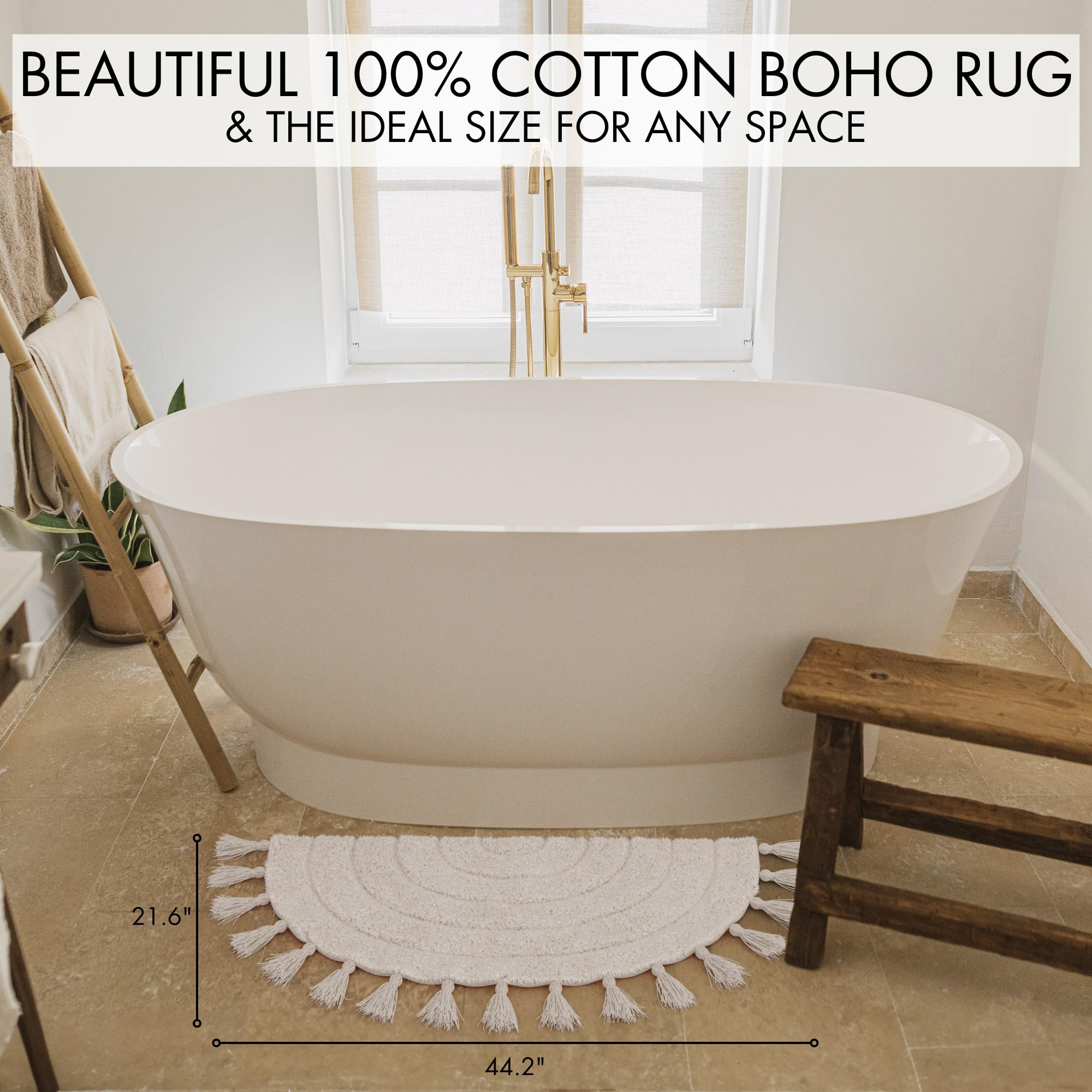 KIBAGA rug beside bathtub showing safe, stylish placement