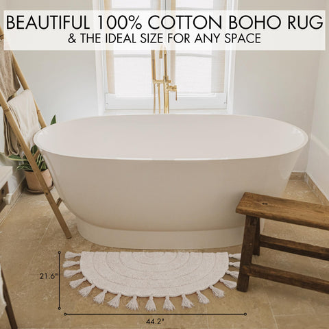 KIBAGA rug beside bathtub showing safe, stylish placement