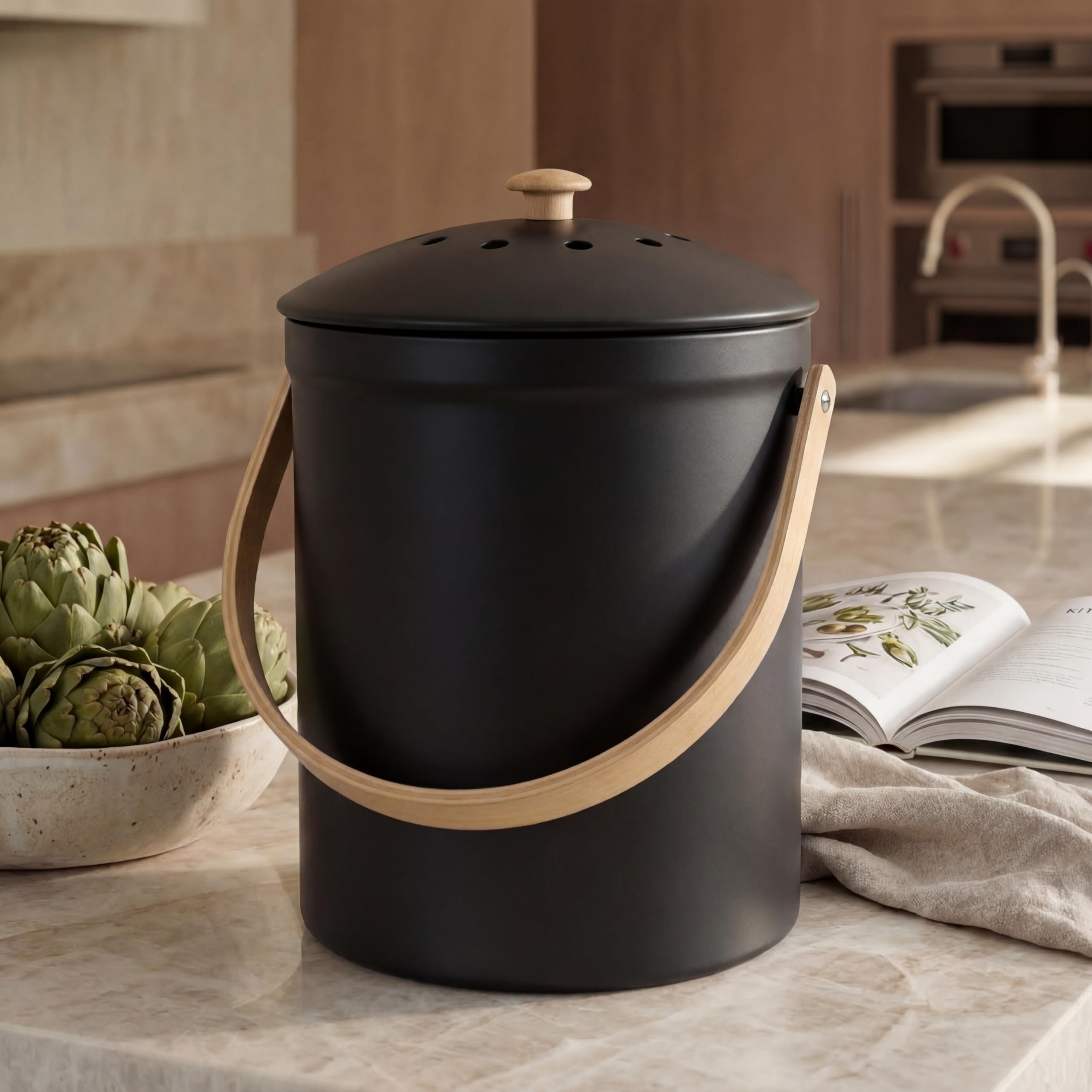 KIBAGA front view on countertop showing compact design and neat storage