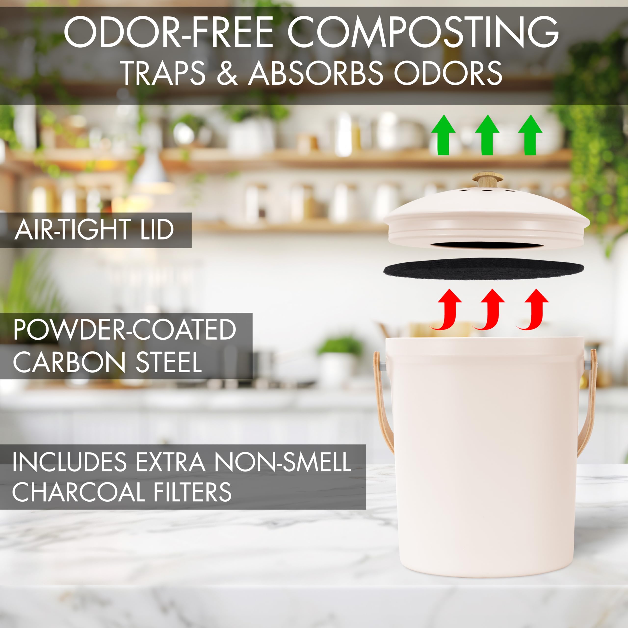 KIBAGA in a modern kitchen setting demonstrating tidy compost storage