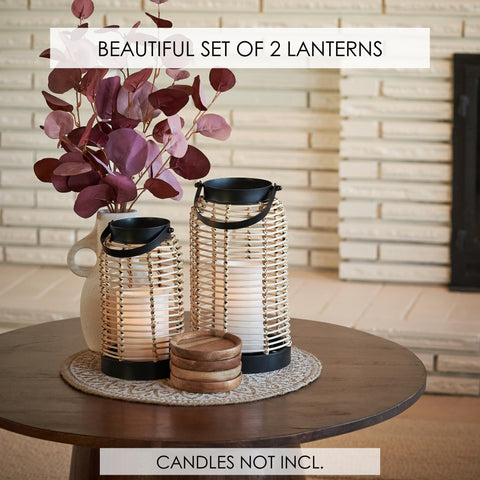 KIBAGA lanterns lit with LED candles projecting patterned ambient light