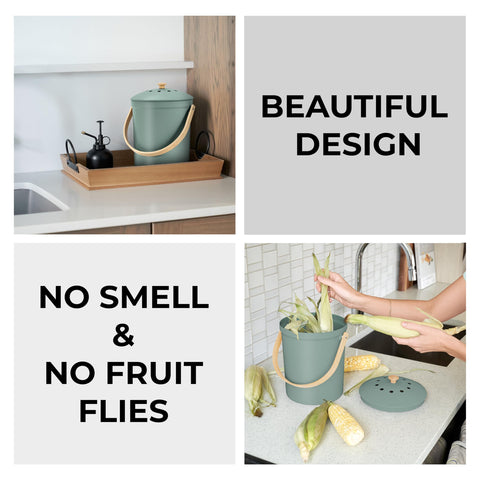 KIBAGA open lid showing charcoal filter compartment for effective odor control