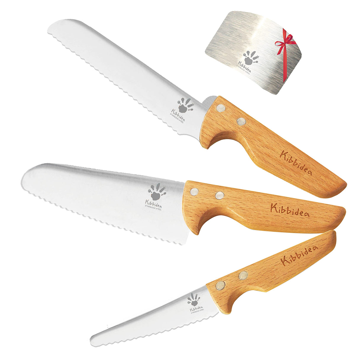 Kibbidea front packaging showing the boxed kids knife set and neat storage