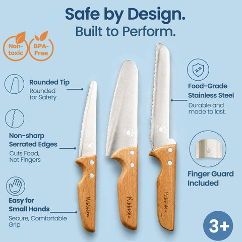 Kibbidea handle and finger guard detail showing secure grip and protection